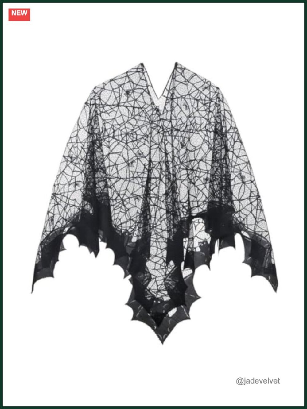 Gothic Lace Spider Web Bat Wing Cape Poncho Witch Costume